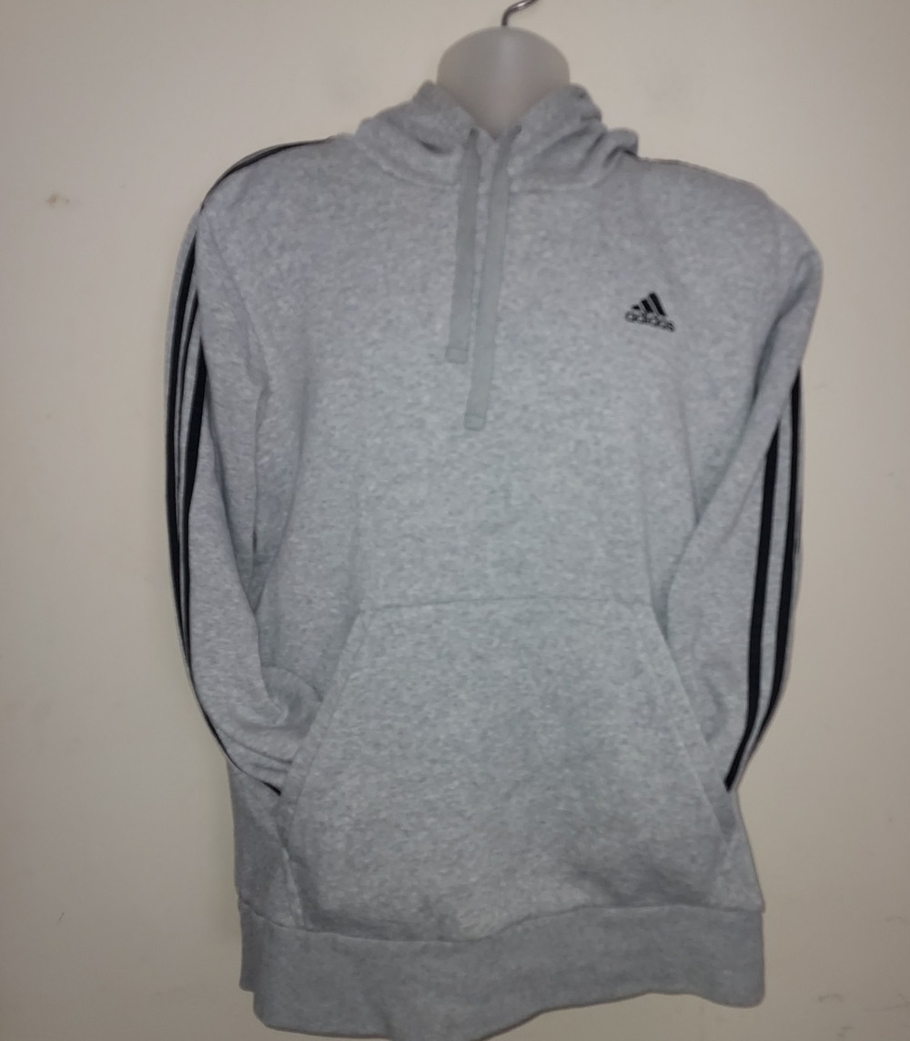 Adidas Mens Hoodie Large Sweatshirt Pullover Essentials 3S Athletic Gray CD8680